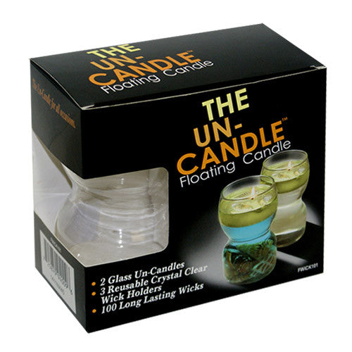 Un-Candle Floating Candle Box Set — two glass vessels with plastic floats and cotton wicks for oil lamp candles
